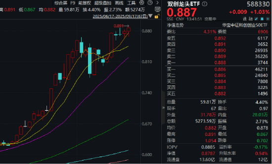 华信配资 宁德时代、中芯国际齐创历史新高！硬科技宽基——双创龙头ETF（588330）盘中涨超1.3%，刷新近4年高点！